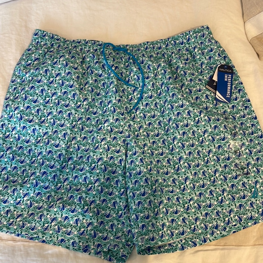 Nautica Performance Swim Shorts Size 1XL Color Reel Aqua